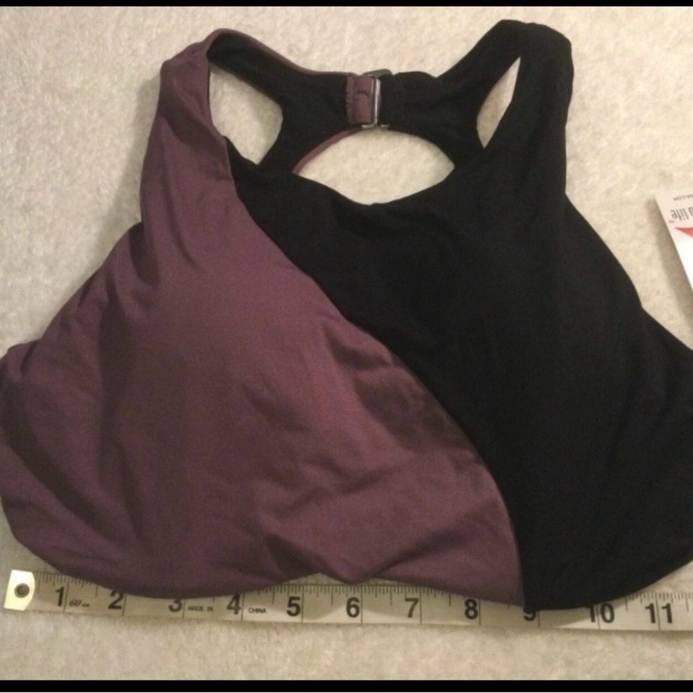 Athleta Two-Tone Racerback Bikini Top in Plum and Black